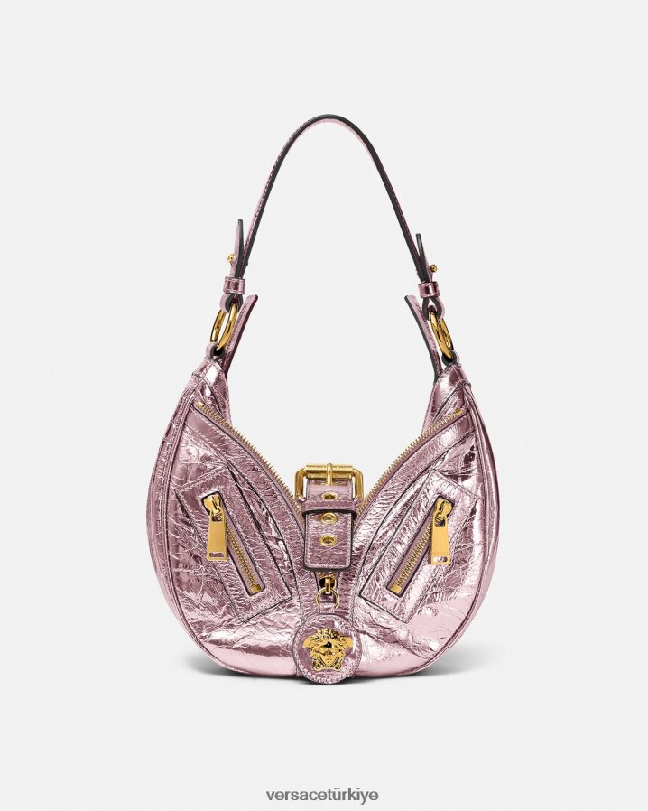 Versace metalik tekrarlı küçük serseri çanta kadınlar tek renk çanta B0HHR8278