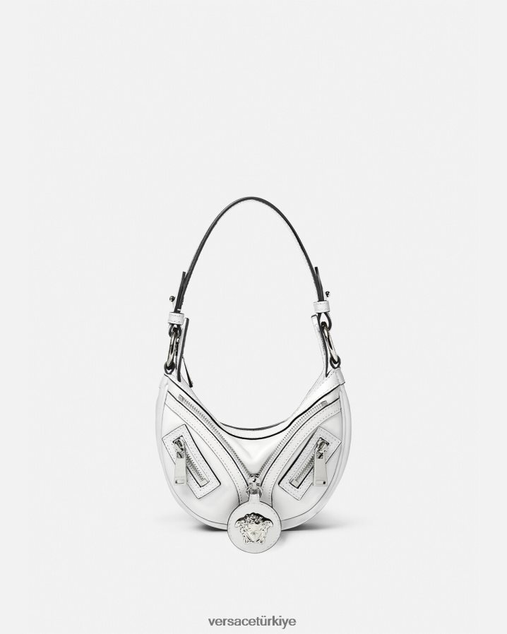 Versace mini hobo çantayı tekrarla kadınlar beyaz çanta B0HHR8288