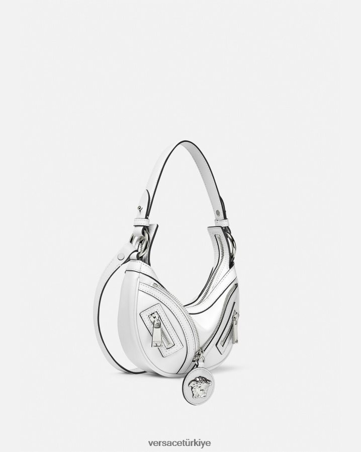 Versace mini hobo çantayı tekrarla kadınlar beyaz çanta B0HHR8288