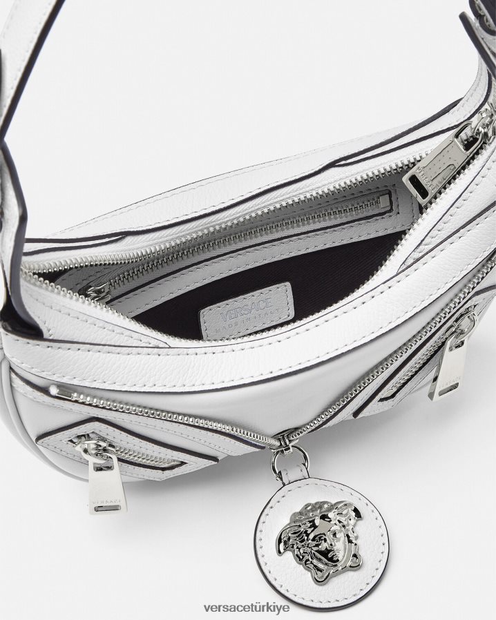 Versace mini hobo çantayı tekrarla kadınlar beyaz çanta B0HHR8288