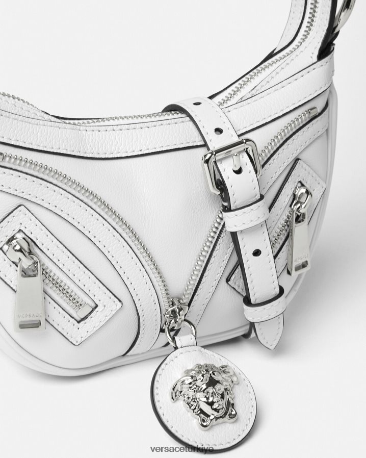 Versace mini hobo çantayı tekrarla kadınlar beyaz çanta B0HHR8288