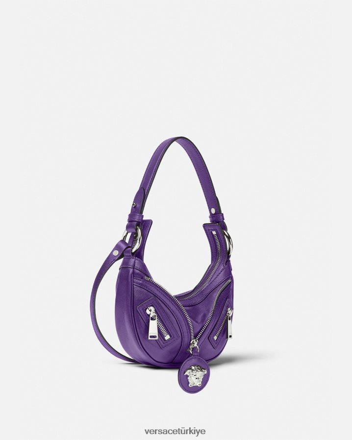Versace mini hobo çantayı tekrarla kadınlar menekşe çanta B0HHR8296