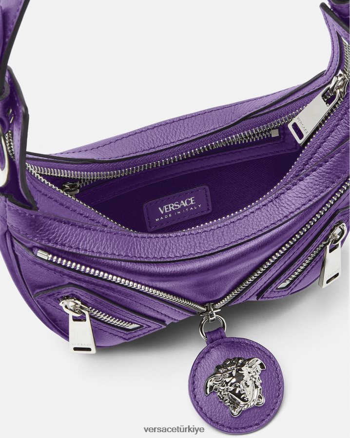 Versace mini hobo çantayı tekrarla kadınlar menekşe çanta B0HHR8296