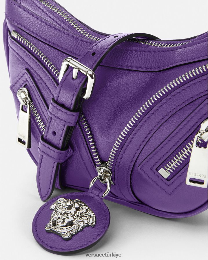 Versace mini hobo çantayı tekrarla kadınlar menekşe çanta B0HHR8296