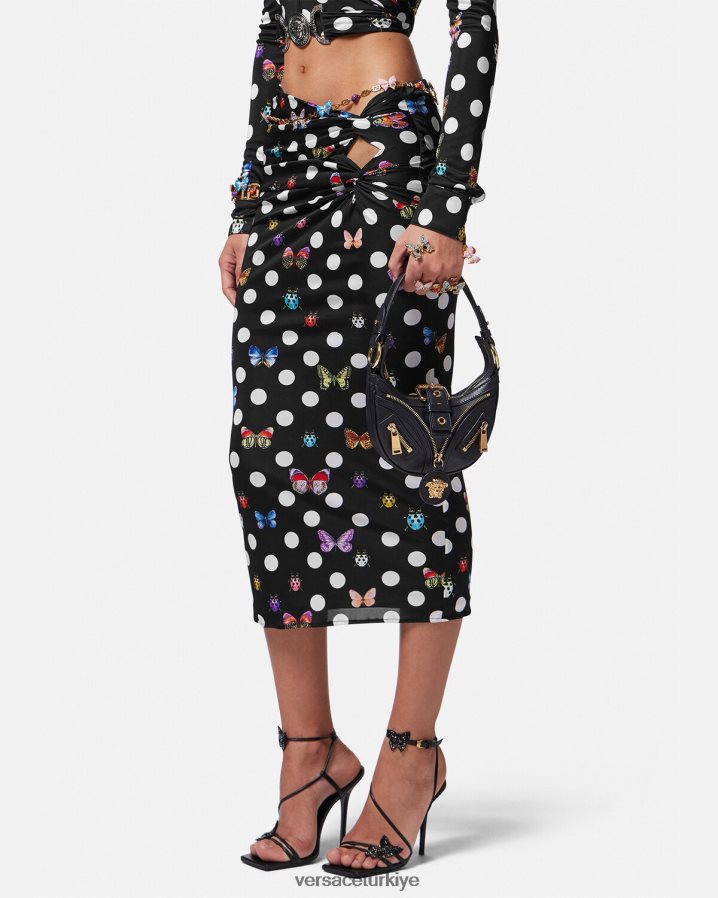 Versace mini hobo çantayı tekrarla kadınlar siyah çanta B0HHR8273