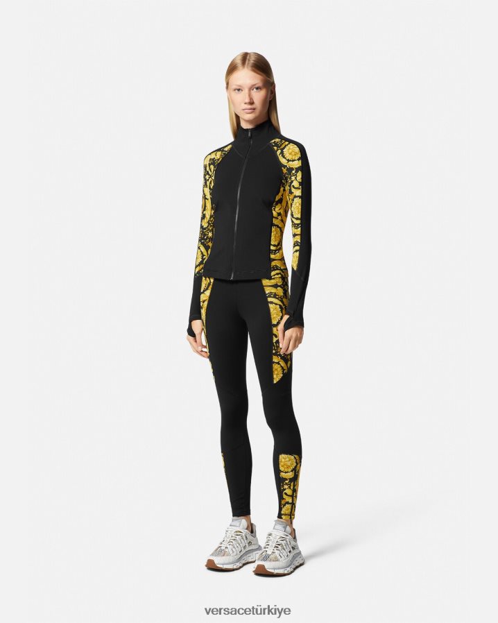 Versace barocco spor salonu eşofmanı kadınlar siyah Giyim B0HHR8231