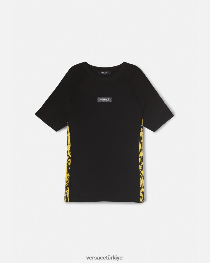 Versace barocco spor salonu gömleği kadınlar siyah Giyim B0HHR8242