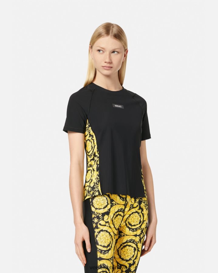 Versace barocco spor salonu gömleği kadınlar siyah Giyim B0HHR8242