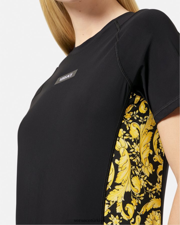 Versace barocco spor salonu gömleği kadınlar siyah Giyim B0HHR8242