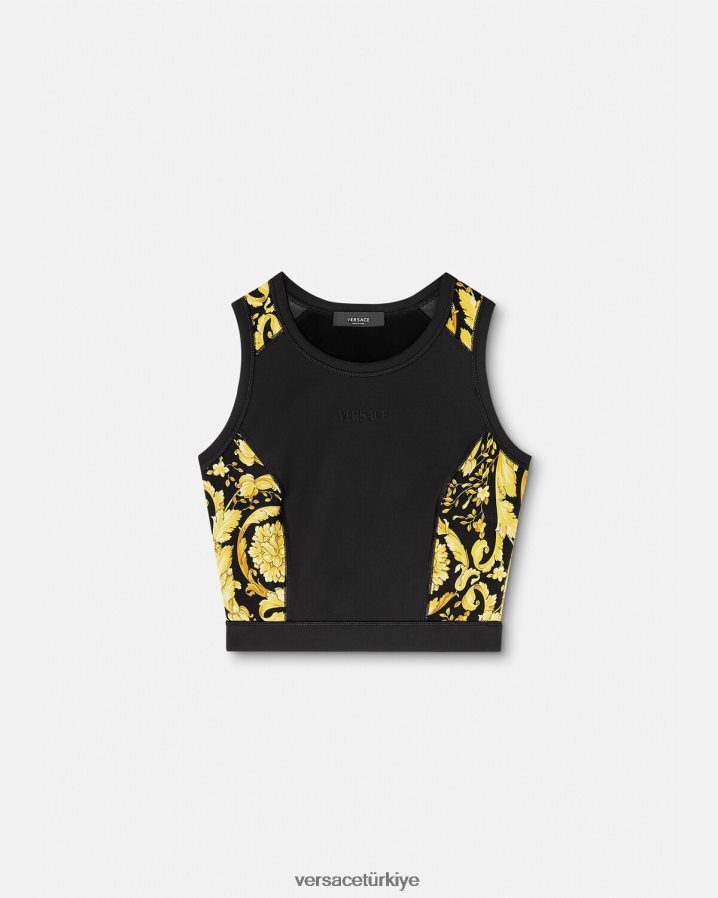 Versace barocco spor salonu sporcu sutyeni kadınlar siyah Giyim B0HHR8232