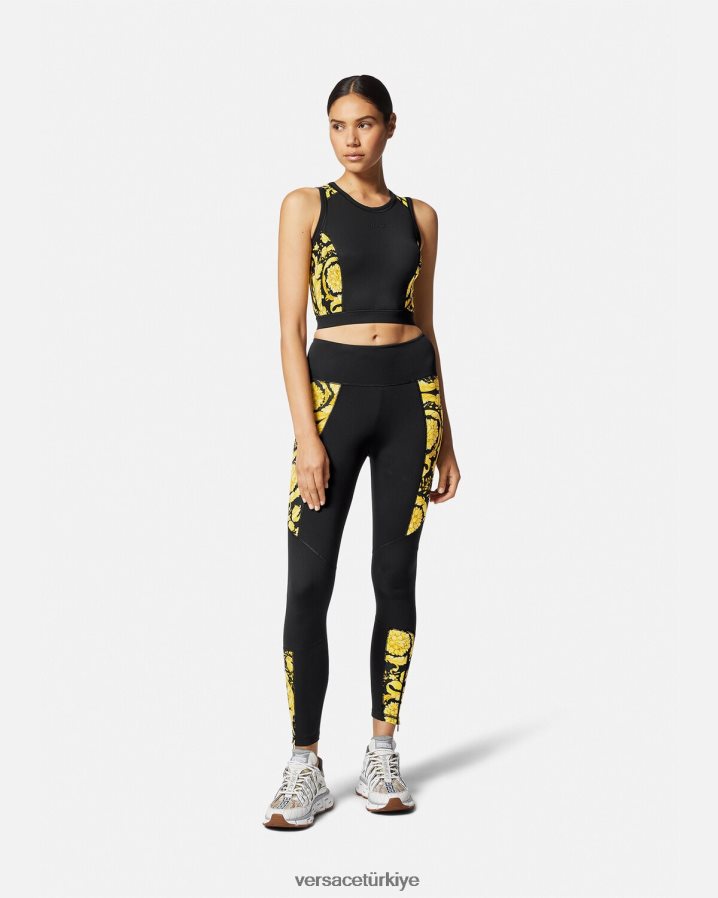Versace barocco spor salonu sporcu sutyeni kadınlar siyah Giyim B0HHR8232