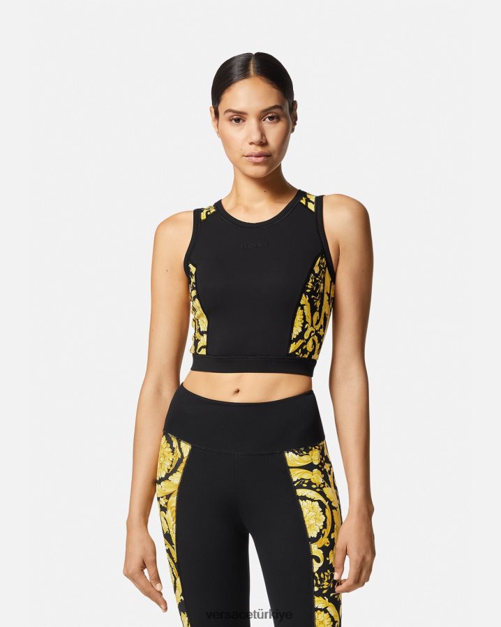 Versace barocco spor salonu sporcu sutyeni kadınlar siyah Giyim B0HHR8232