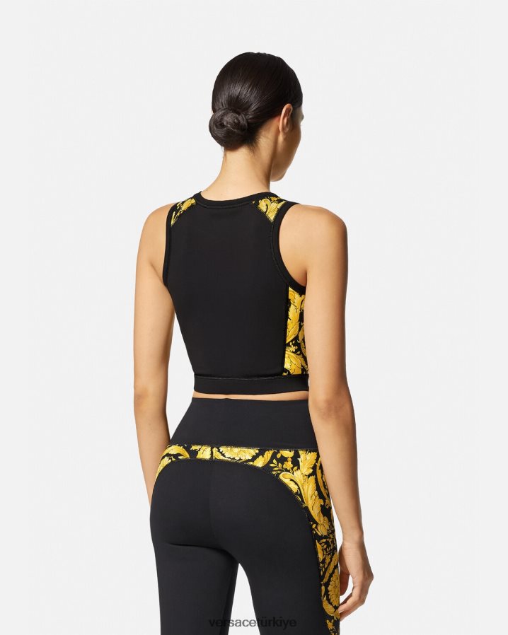 Versace barocco spor salonu sporcu sutyeni kadınlar siyah Giyim B0HHR8232