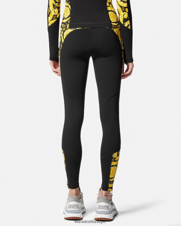 Versace barocco spor salonu taytları kadınlar siyah Giyim B0HHR8233