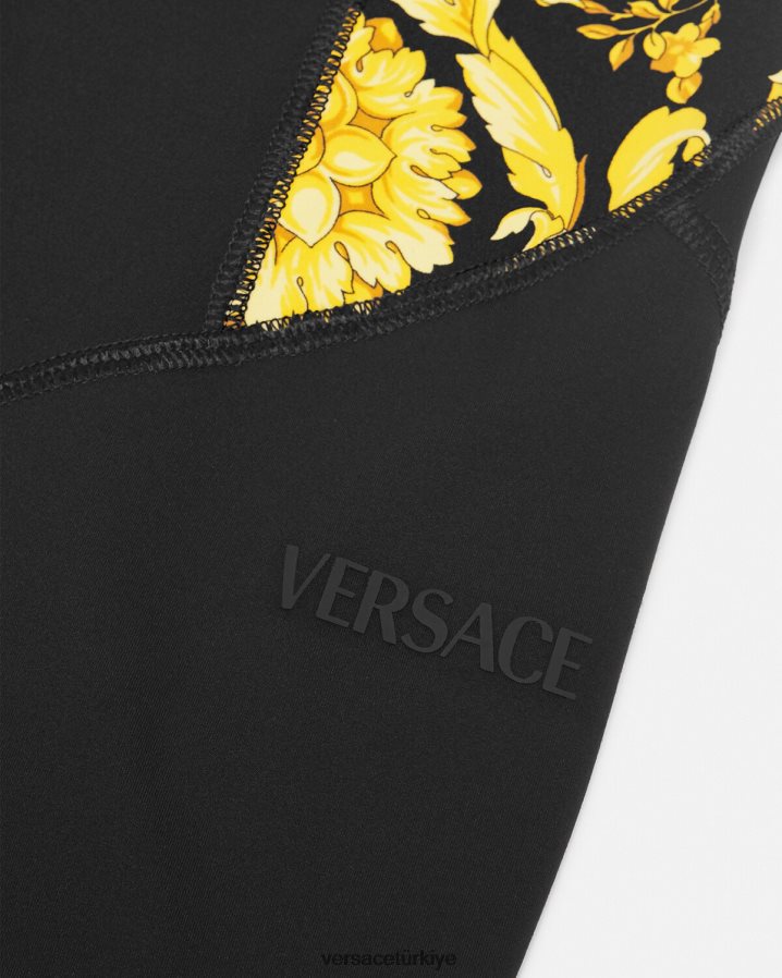 Versace barocco spor salonu taytları kadınlar siyah Giyim B0HHR8233