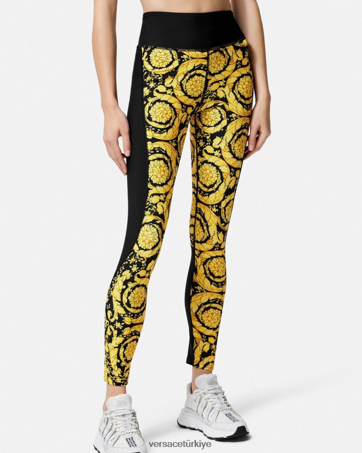 Versace barok tayt kadınlar siyah Giyim B0HHR8241