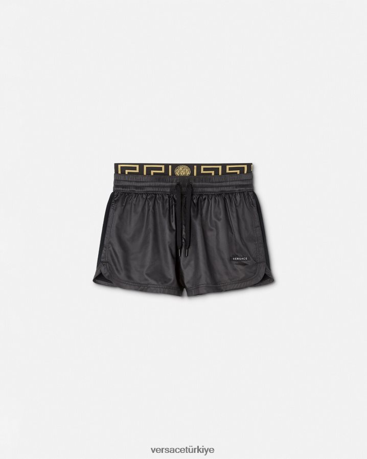 Versace greca sınır spor şortu kadınlar siyah Giyim B0HHR8238