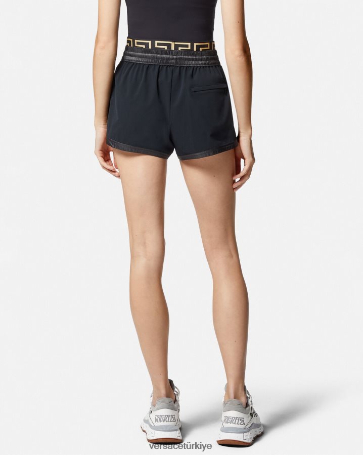 Versace greca sınır spor şortu kadınlar siyah Giyim B0HHR8238