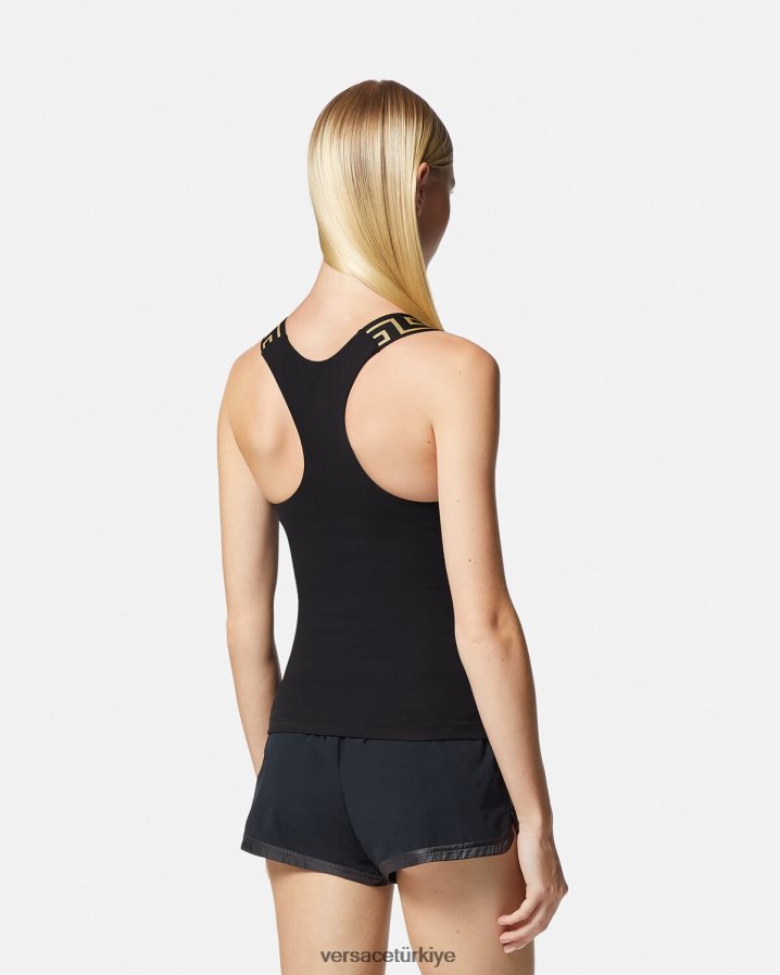 Versace greca sınır spor salonu kolsuz bluz kadınlar siyah Giyim B0HHR8236