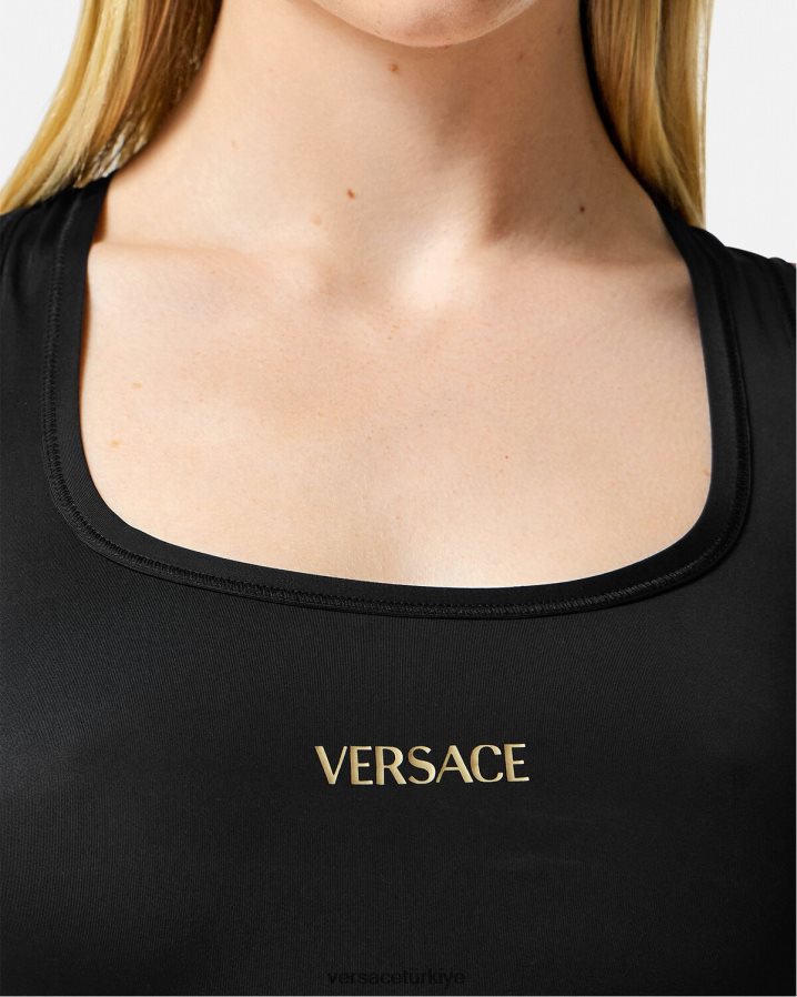 Versace kolsuz bluz kadınlar siyah Giyim B0HHR8234