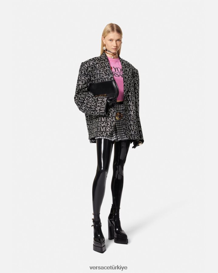 Versace boydan boya kristal blazer kadınlar tek renk Giyim B0HHR8115