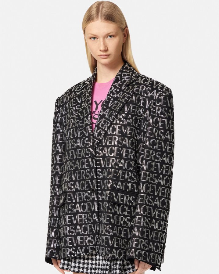 Versace boydan boya kristal blazer kadınlar tek renk Giyim B0HHR8115