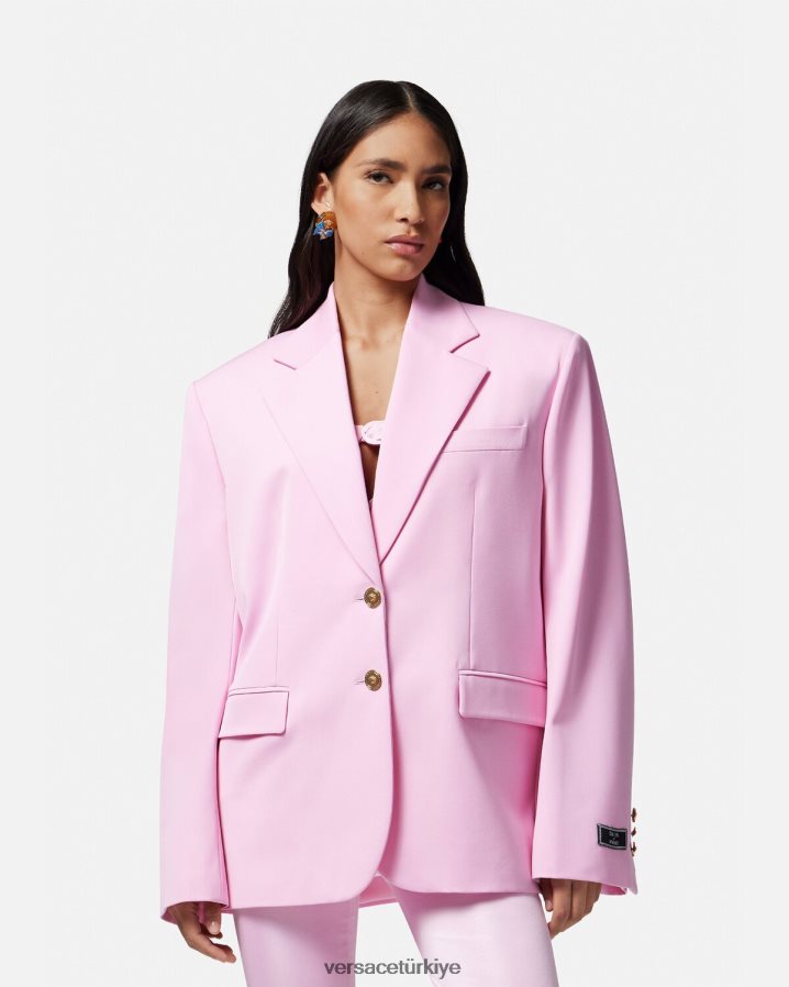 Versace medusa büyük beden blazer kadınlar pembe Giyim B0HHR8105