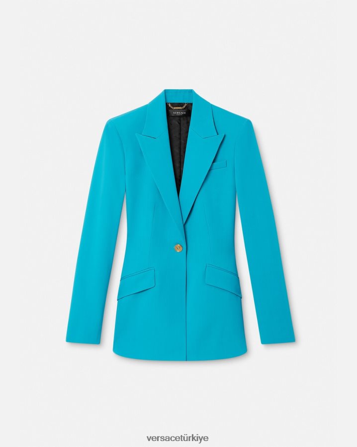 Versace medusa tek sıra düğmeli blazer kadınlar açık mavi Giyim B0HHR8117