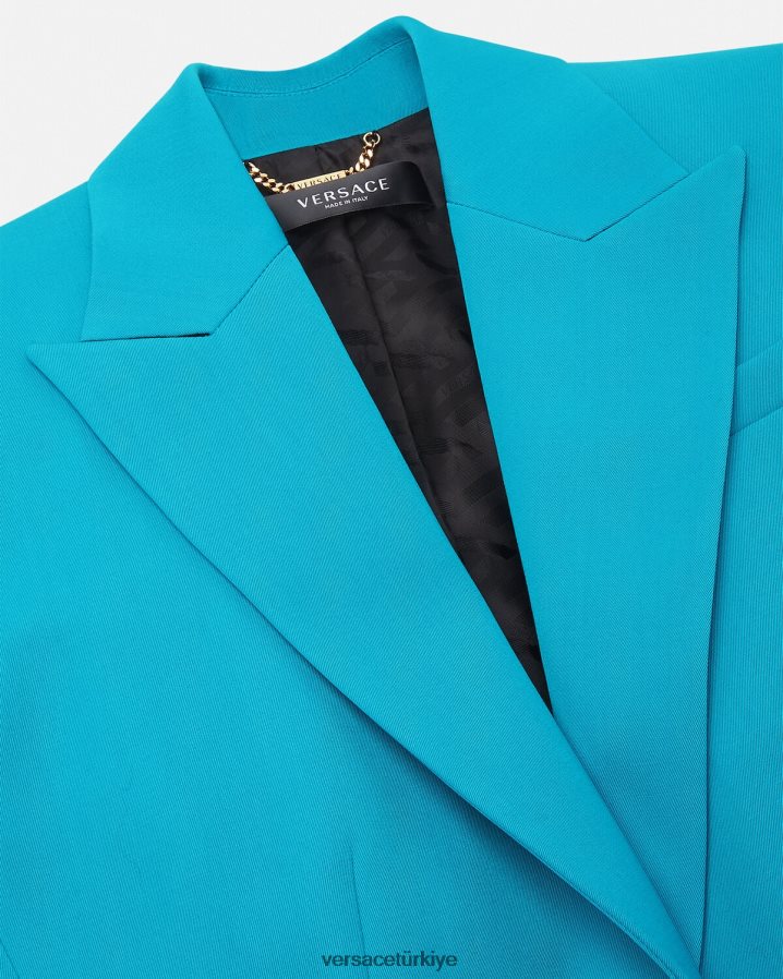 Versace medusa tek sıra düğmeli blazer kadınlar açık mavi Giyim B0HHR8117