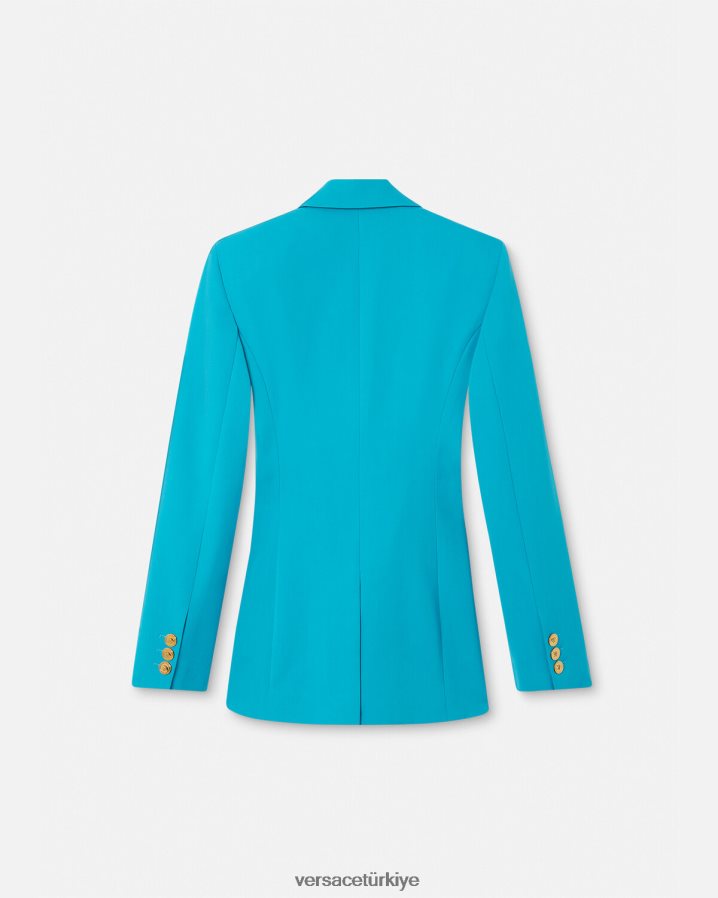 Versace medusa tek sıra düğmeli blazer kadınlar açık mavi Giyim B0HHR8117
