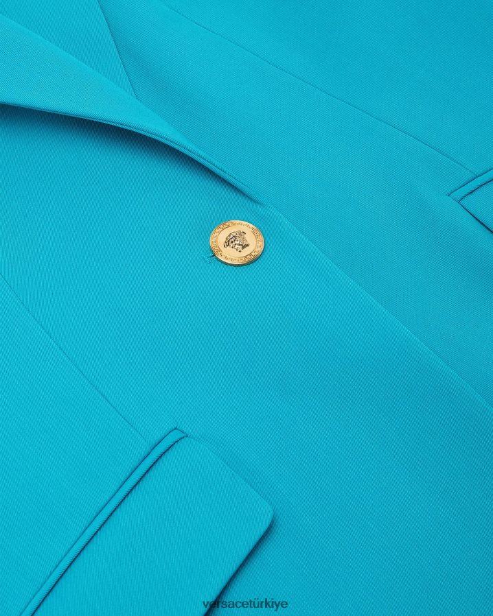 Versace medusa tek sıra düğmeli blazer kadınlar açık mavi Giyim B0HHR8117