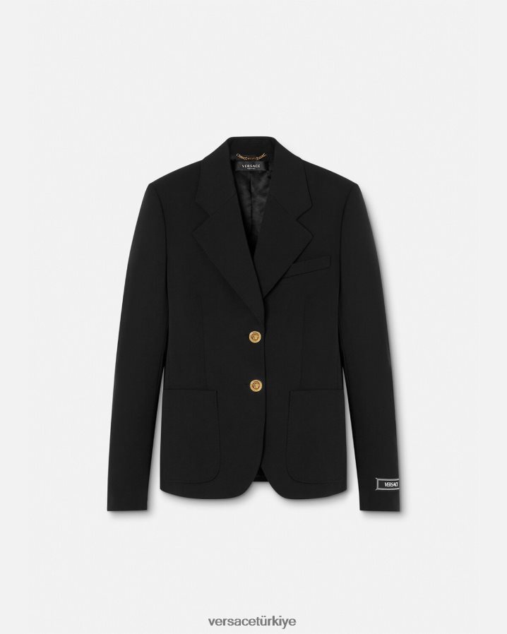 Versace medusa tek sıra düğmeli blazer kadınlar siyah Giyim B0HHR8107