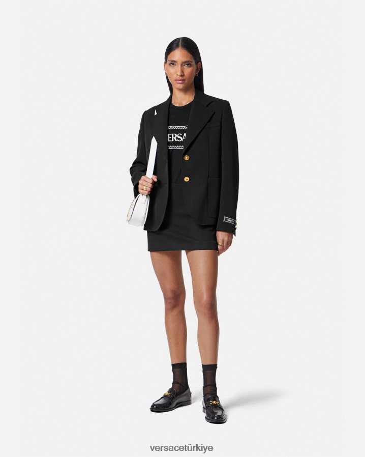 Versace medusa tek sıra düğmeli blazer kadınlar siyah Giyim B0HHR8107