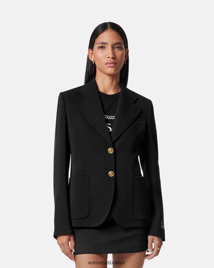 Versace medusa tek sıra düğmeli blazer kadınlar siyah Giyim B0HHR8107