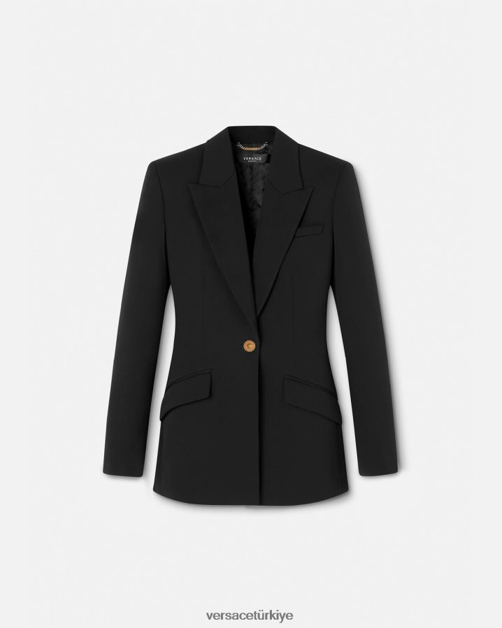 Versace medusa tek sıra düğmeli blazer kadınlar siyah Giyim B0HHR8109