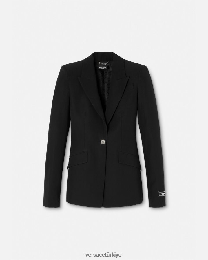 Versace medusa tek sıra düğmeli blazer kadınlar siyah Giyim B0HHR8110