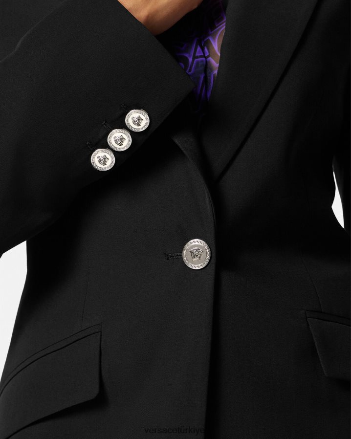 Versace medusa tek sıra düğmeli blazer kadınlar siyah Giyim B0HHR8110