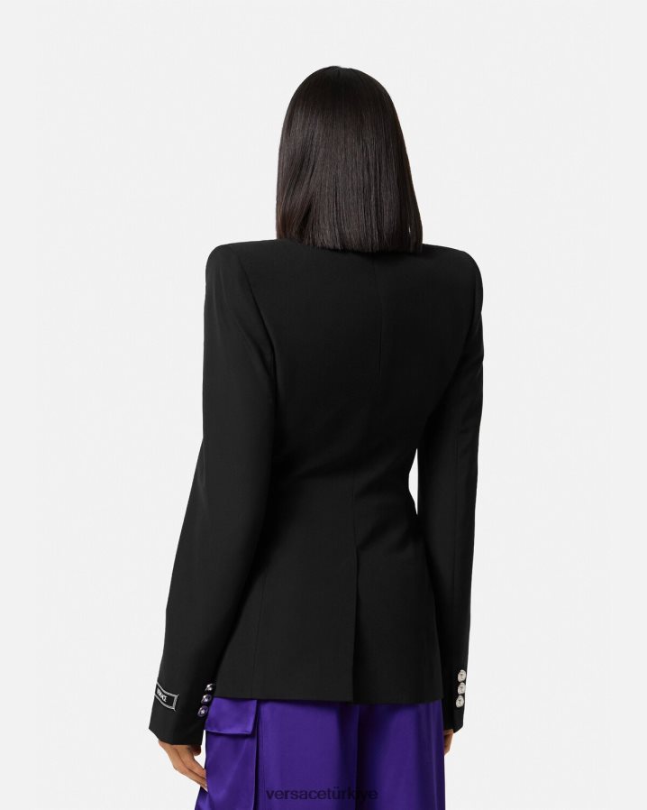 Versace medusa tek sıra düğmeli blazer kadınlar siyah Giyim B0HHR8110