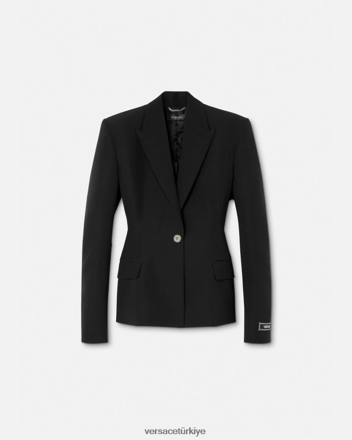 Versace medusa tek sıra düğmeli blazer kadınlar siyah Giyim B0HHR8116