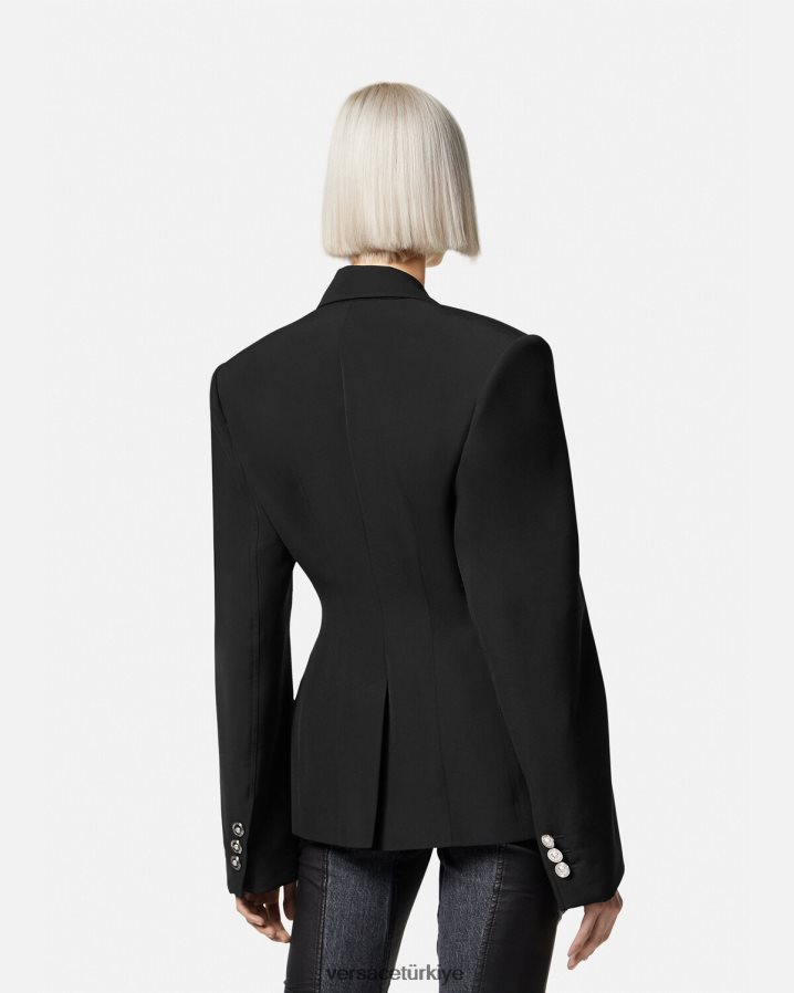 Versace medusa tek sıra düğmeli blazer kadınlar siyah Giyim B0HHR8116