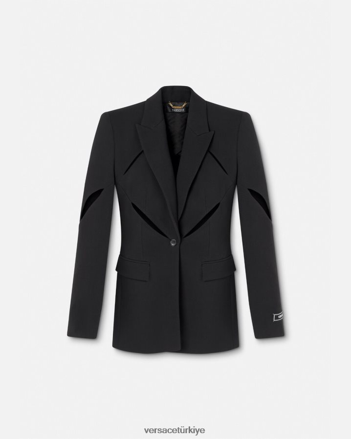 Versace yırtmaçlı tek göğüslü blazer kadınlar siyah Giyim B0HHR8111