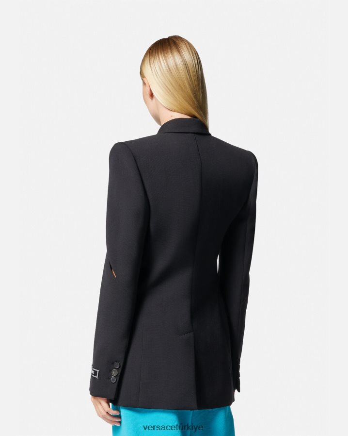 Versace yırtmaçlı tek göğüslü blazer kadınlar siyah Giyim B0HHR8111