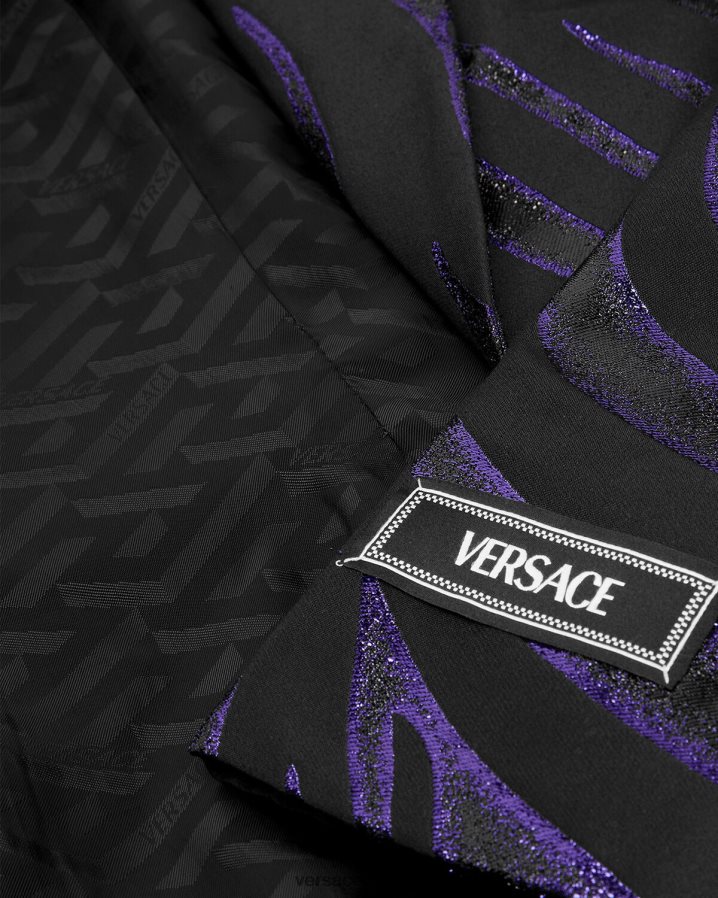 Versace zebra tek sıra düğmeli blazer kadınlar baskı ve menekşe Giyim B0HHR8114