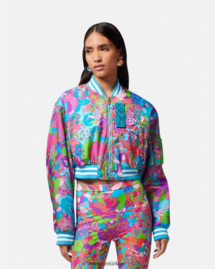 Versace çiçekli yazlık mahsul bomber ceket kadınlar tek renk Giyim B0HHR879
