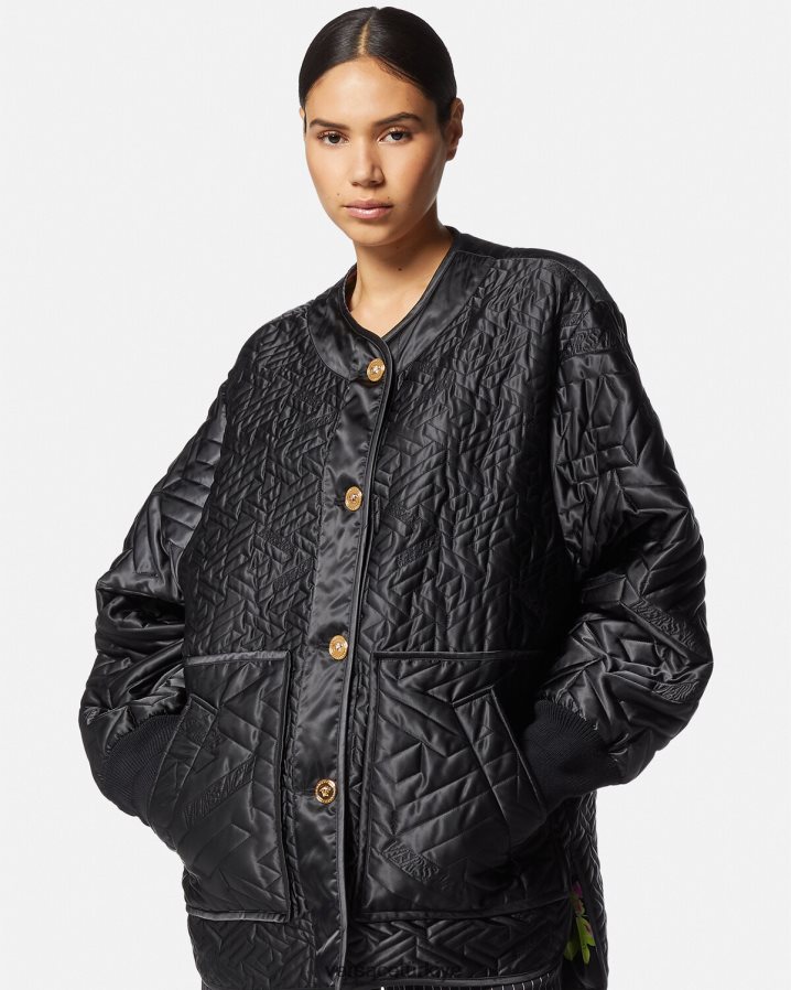 Versace çift ​​taraflı medusa orkide ceket kadınlar siyah ve baskı Giyim B0HHR899