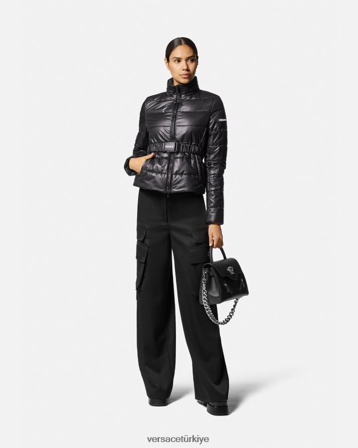 Versace logolu şişme ceket kadınlar siyah Giyim B0HHR894