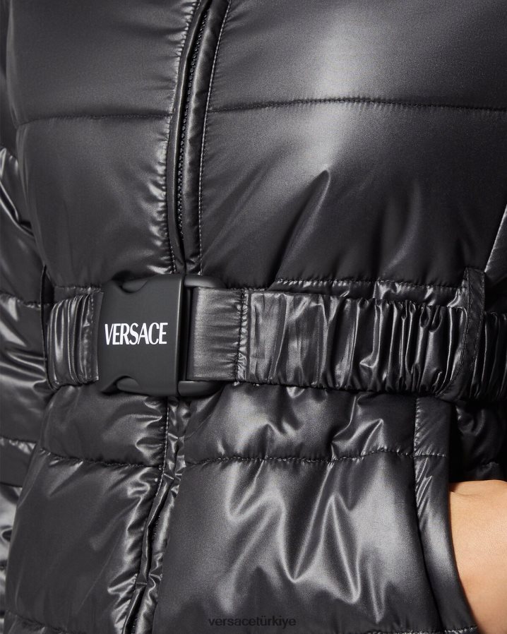 Versace logolu şişme ceket kadınlar siyah Giyim B0HHR894