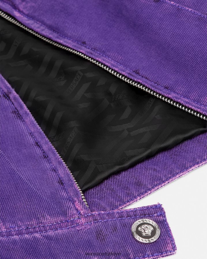 Versace medusa denim motorcu ceketi kadınlar menekşe Giyim B0HHR893