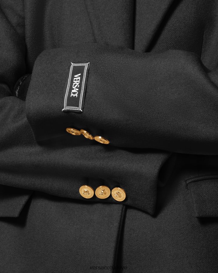 Versace medusa uzun yün ceket kadınlar siyah Giyim B0HHR891
