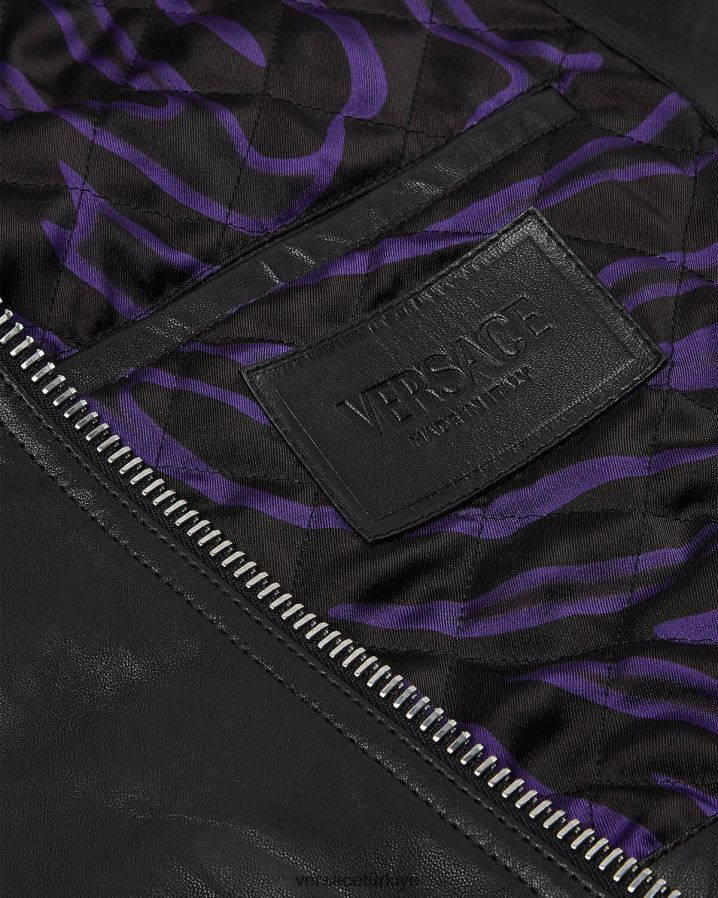 Versace saçaklı deri ceket kadınlar siyah Giyim B0HHR8101